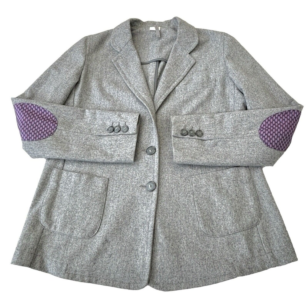 Sucre Sz 46 100% Wool Blazer‎ Jacket. Patch Elbows. Pockets. Made In Italy.